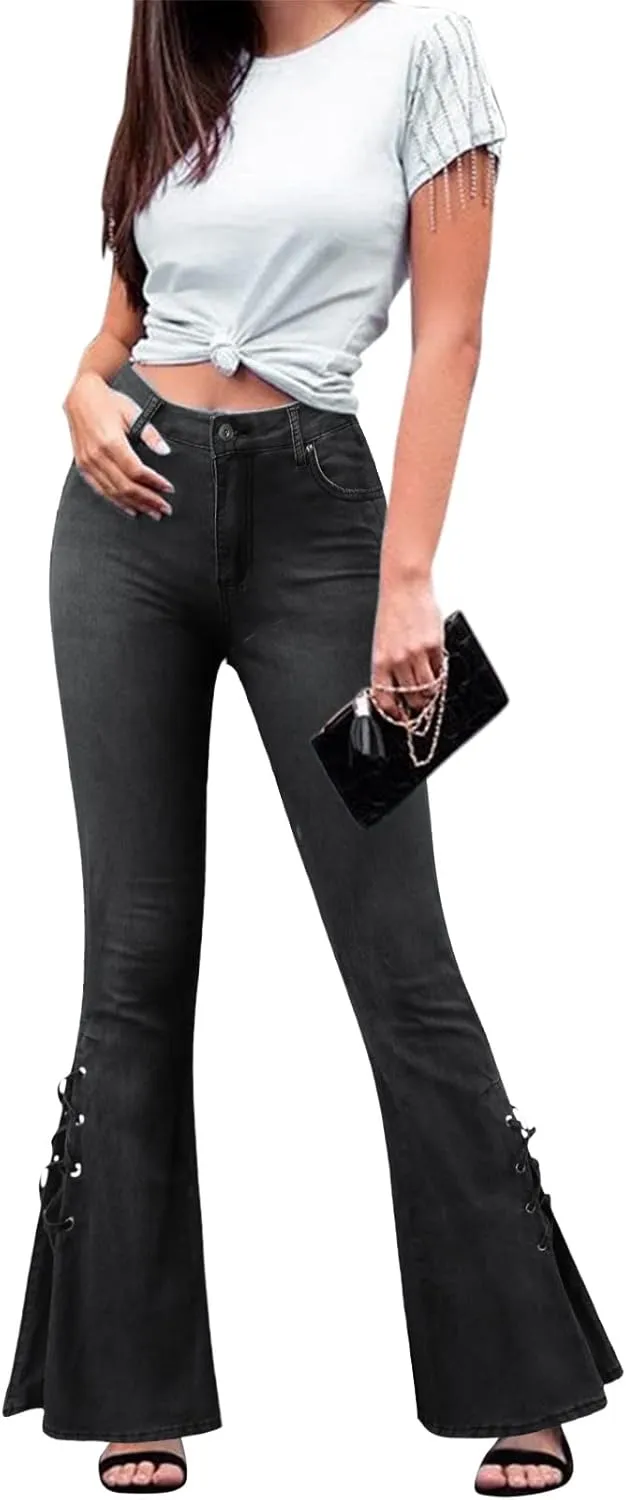 Jeans for Women 2024 Pants Waisted Trousers Jeans Lace Poket Denim Women's Jeans Black Jeans Womens Black Pants for