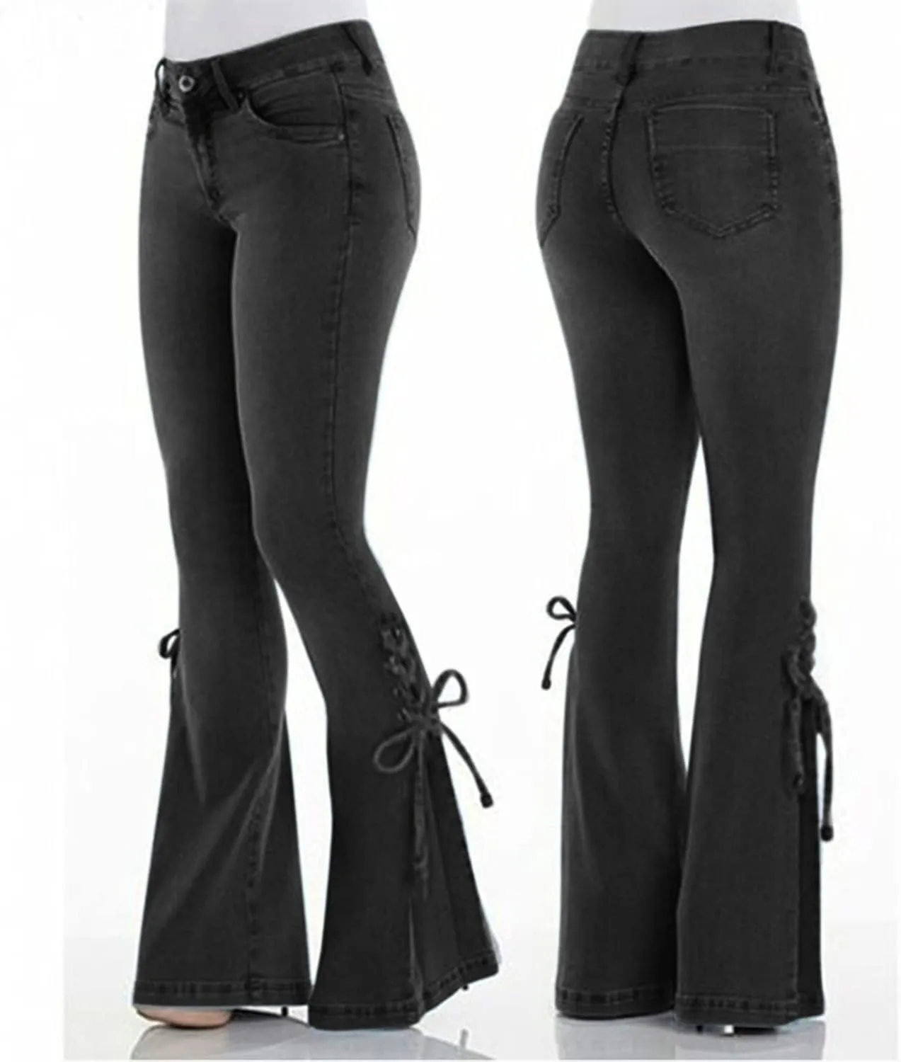 Jeans for Women 2024 Pants Waisted Trousers Jeans Lace Poket Denim Women's Jeans Black Jeans Womens Black Pants for