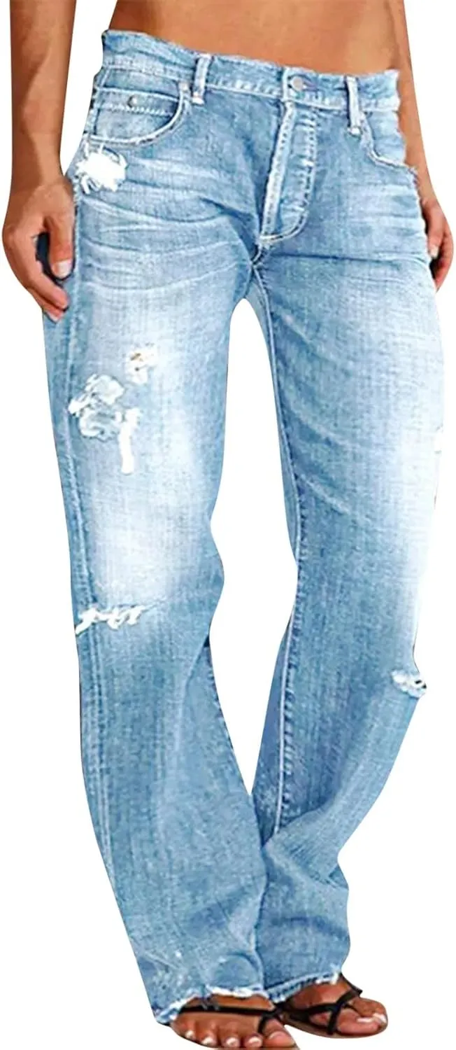 Jeans for Women Womens Jeans Poket Pants Mid Casual Denim Lace Women's Jeans Slimming Jeggings Jeans for Women