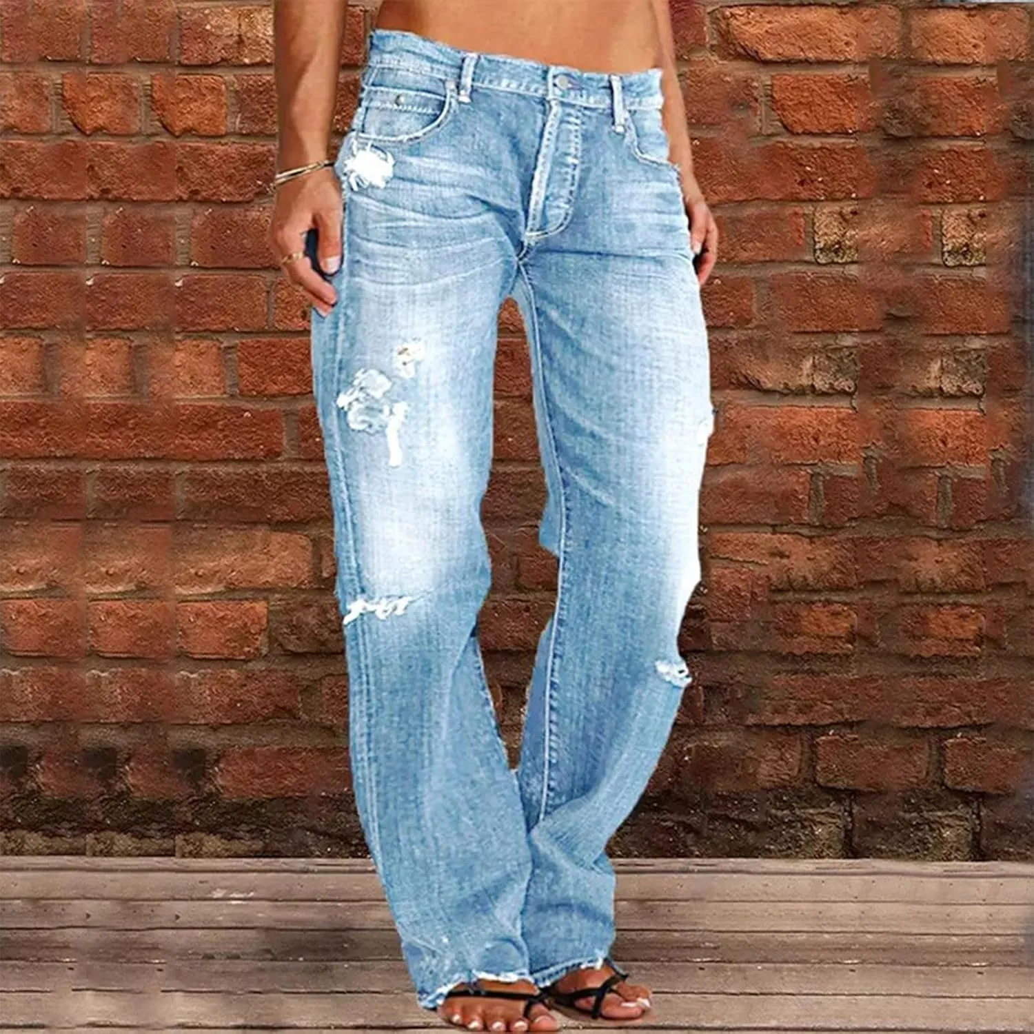 Jeans for Women Womens Jeans Poket Pants Mid Casual Denim Lace Women's Jeans Slimming Jeggings Jeans for Women