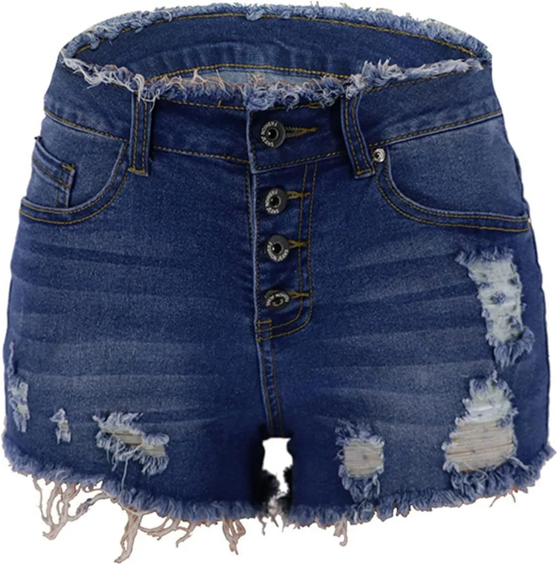 JEKE-DG Women Casual High Waisted Denim Shorts Frayed Raw Hem Ripped Jeans Shorts Stretch Distressed Raw Hem Jean Shorts