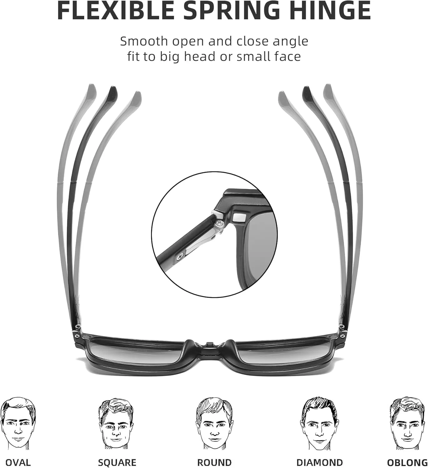 JIM HALO Magnetic 5Pcs Polarized Clip-on Sunglasses Plastic Square Frame for Night Driving