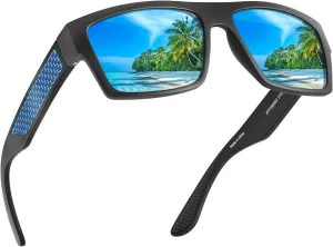 JIM HALO Polarized Sunglasses Men Women, Sport Square Sunglasses with Carbon Fiber and Non-Slip Design For Fishing Driving