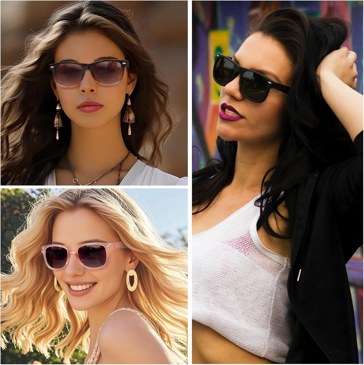 Joopin 3 Pack Square Sunglasses Polarized UV Protection Trendy Sun Glassses Fashion Shades for Women Men