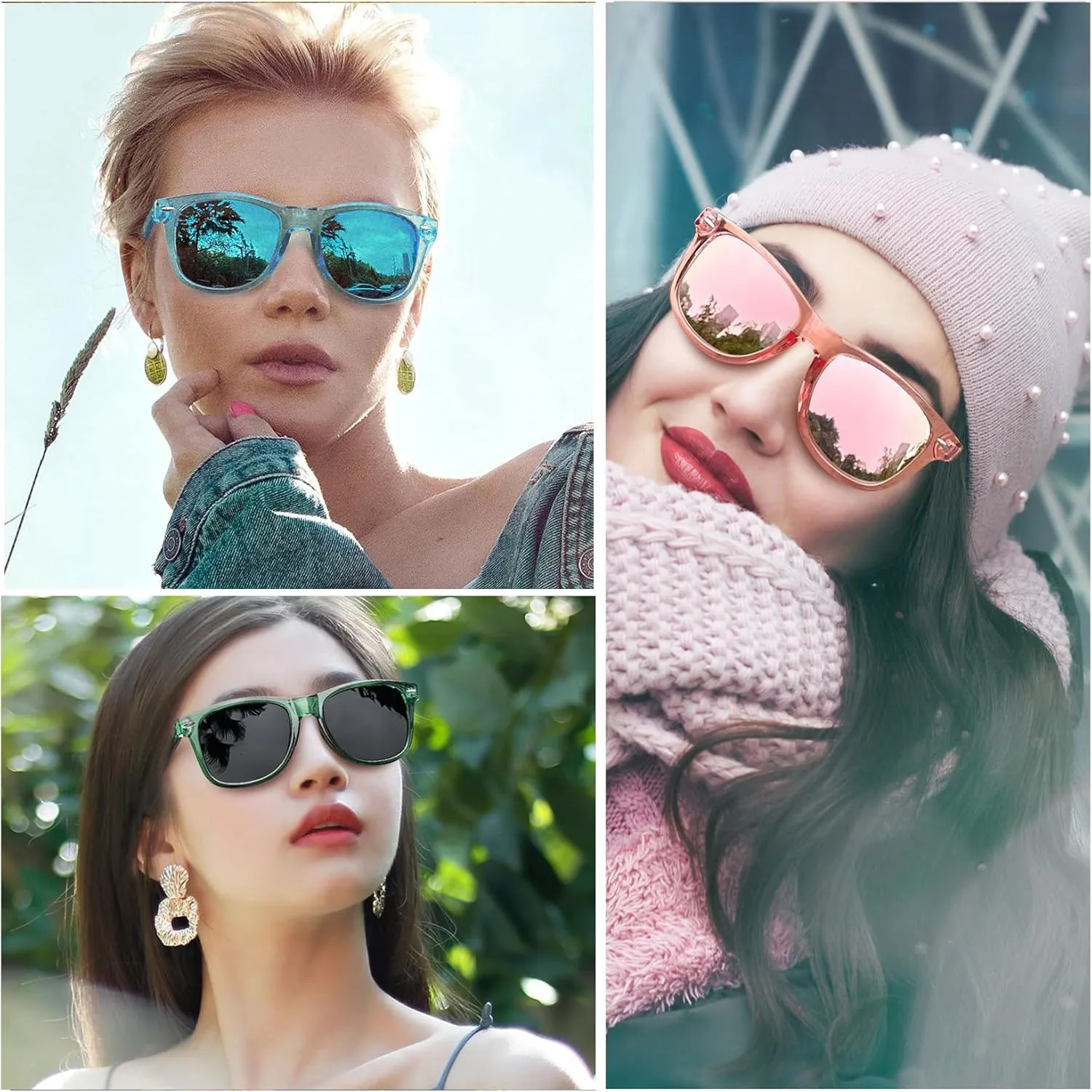 Joopin 3 Pack Square Sunglasses Polarized UV Protection Trendy Sun Glassses Fashion Shades for Women Men