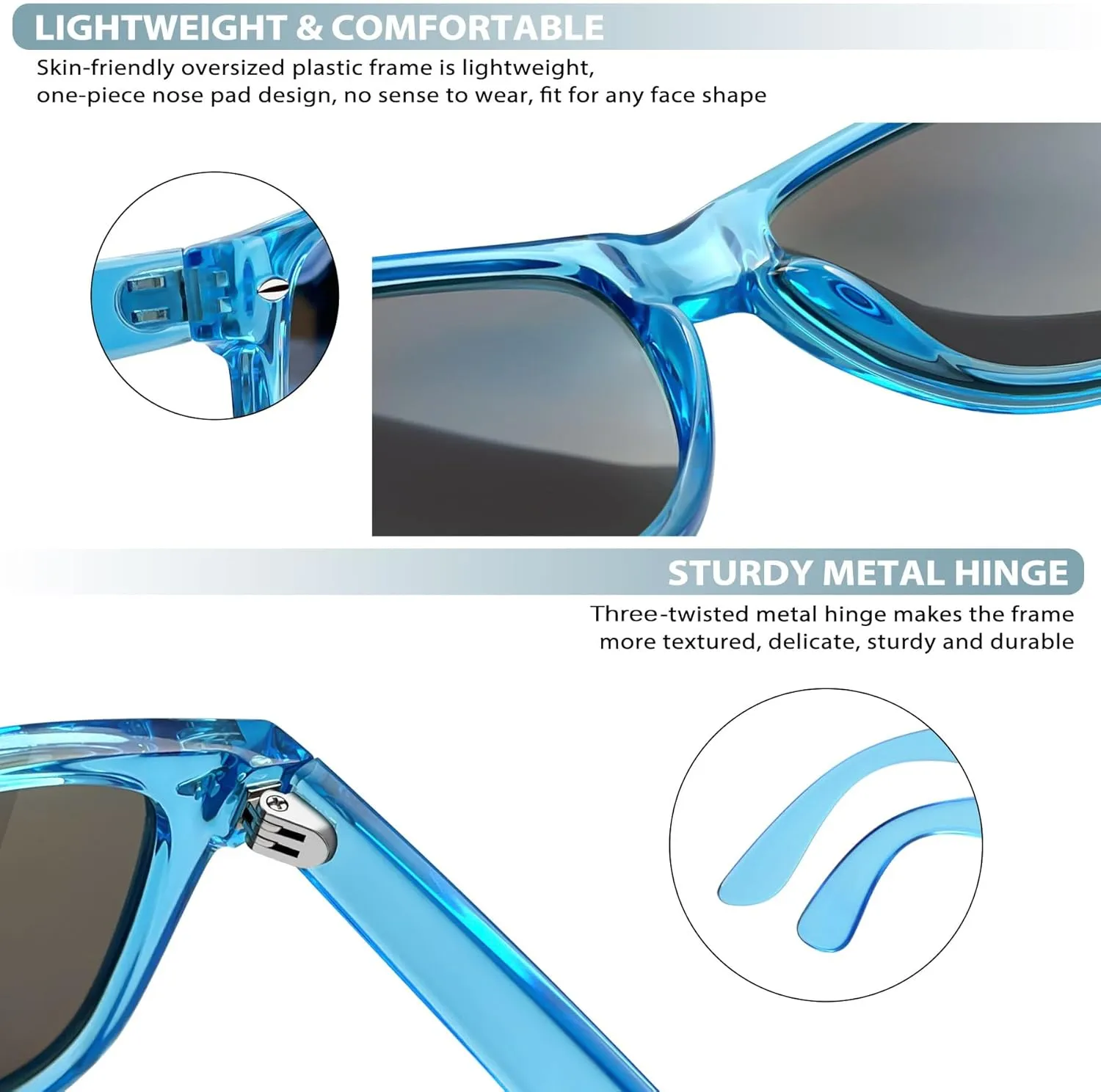 Joopin 3 Pack Square Sunglasses Polarized UV Protection Trendy Sun Glassses Fashion Shades for Women Men