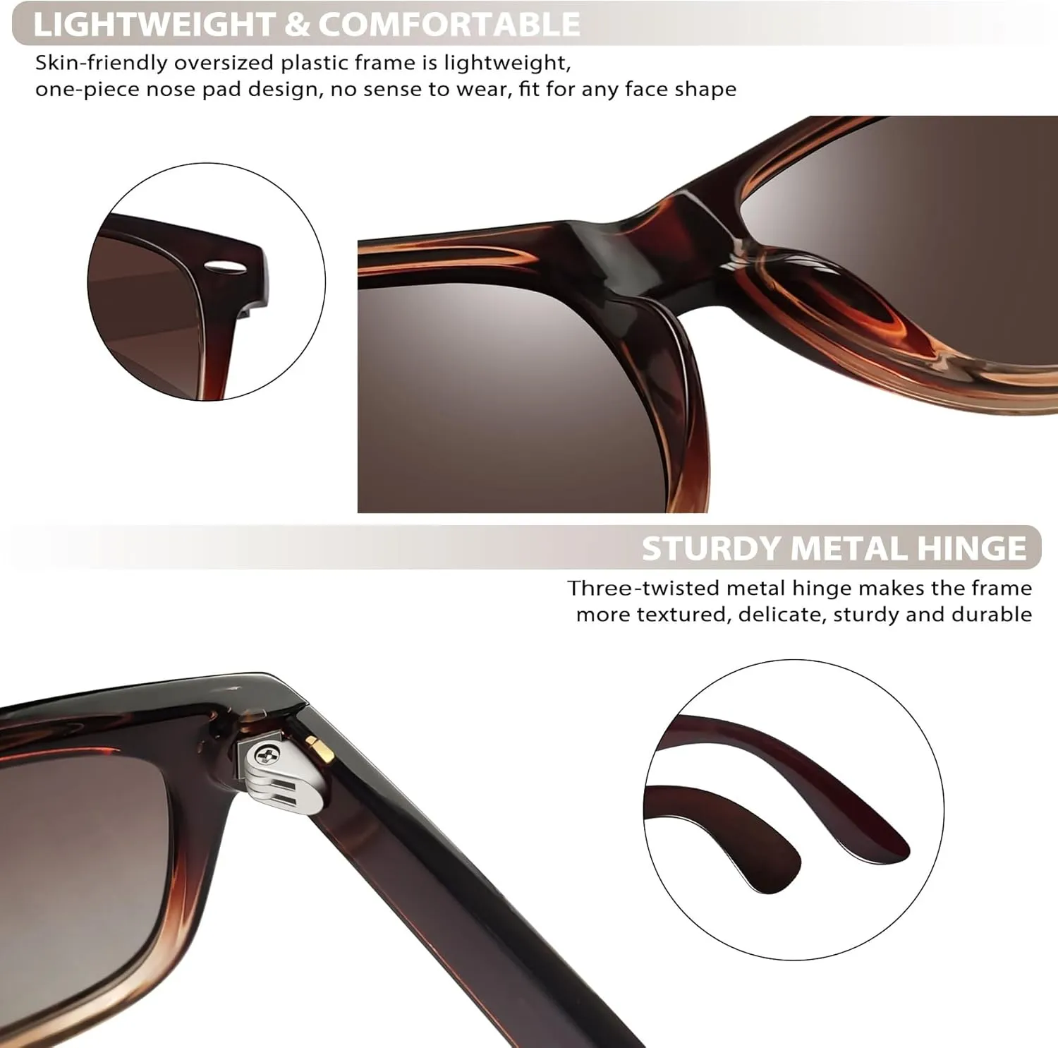 Joopin 3 Pack Square Sunglasses Polarized UV Protection Trendy Sun Glassses Fashion Shades for Women Men
