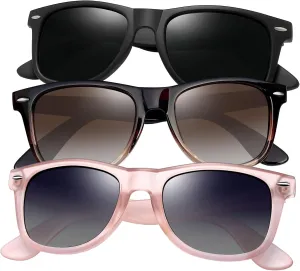 Joopin 3 Pack Square Sunglasses Polarized UV Protection Trendy Sun Glassses Fashion Shades for Women Men