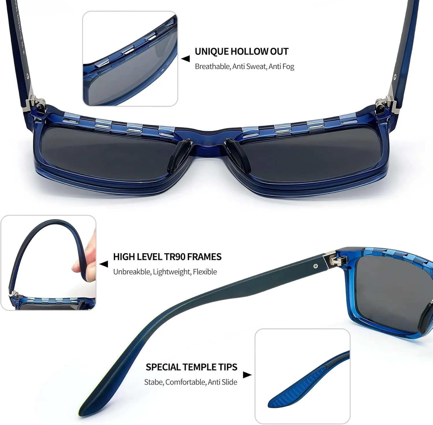 Joopin Polarized Sunglasses Men Women UV400 Protection, Big Chunky Square Sun Glasses, Designer Shades Retro Sunnies Driving