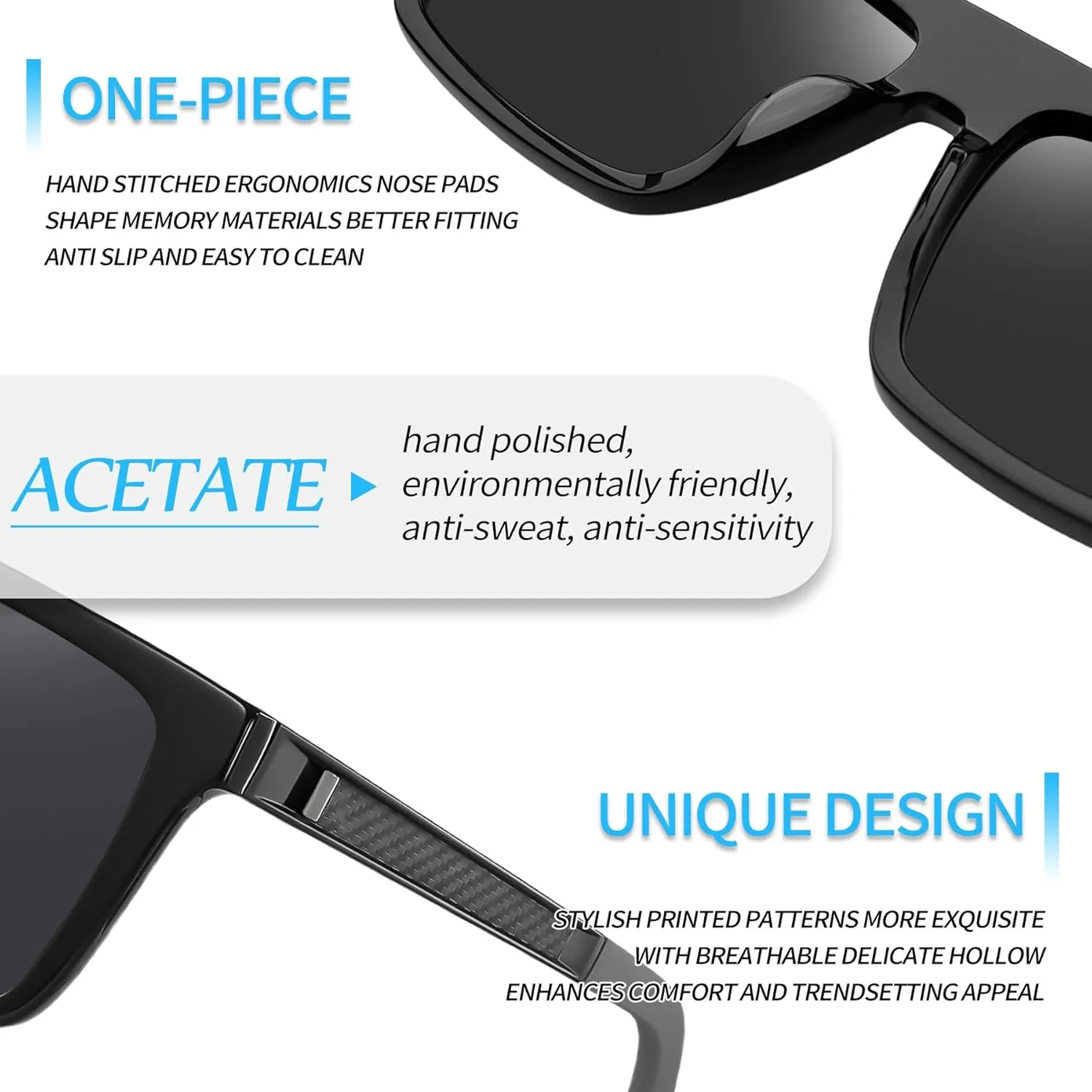 Joopin Polarized Sunglasses Men Women UV400 Protection, Big Chunky Square Sun Glasses, Designer Shades Retro Sunnies Driving