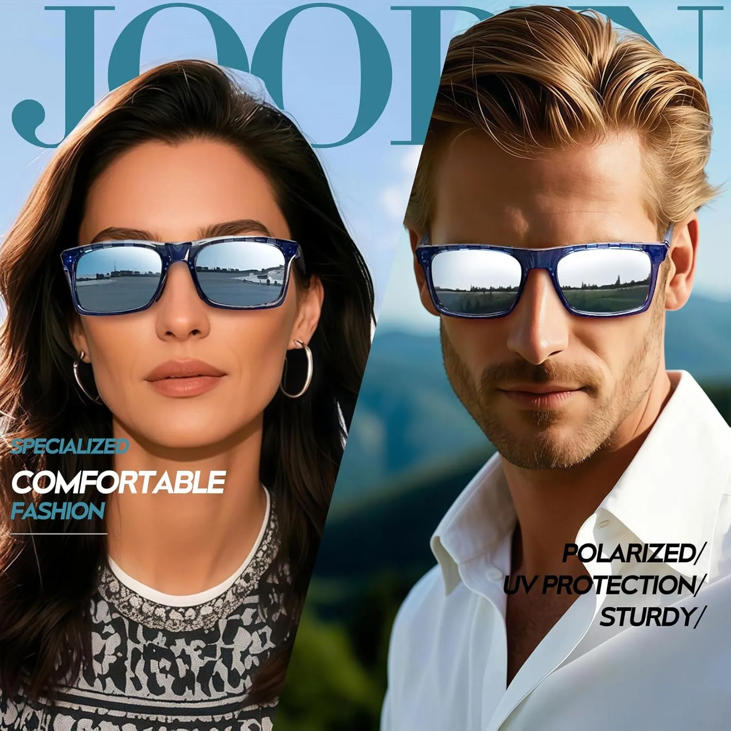 Joopin Polarized Sunglasses Men Women UV400 Protection, Big Chunky Square Sun Glasses, Designer Shades Retro Sunnies Driving