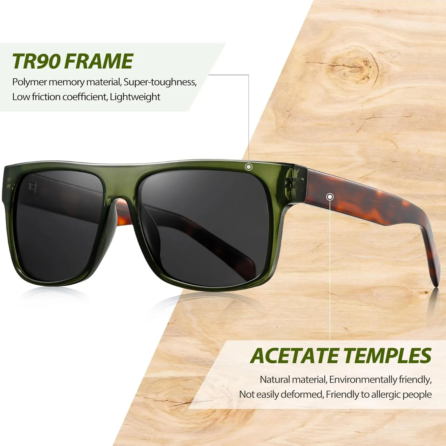 Joopin Polarized Sunglasses Men Women UV400 Protection, Big Chunky Square Sun Glasses, Designer Shades Retro Sunnies Driving