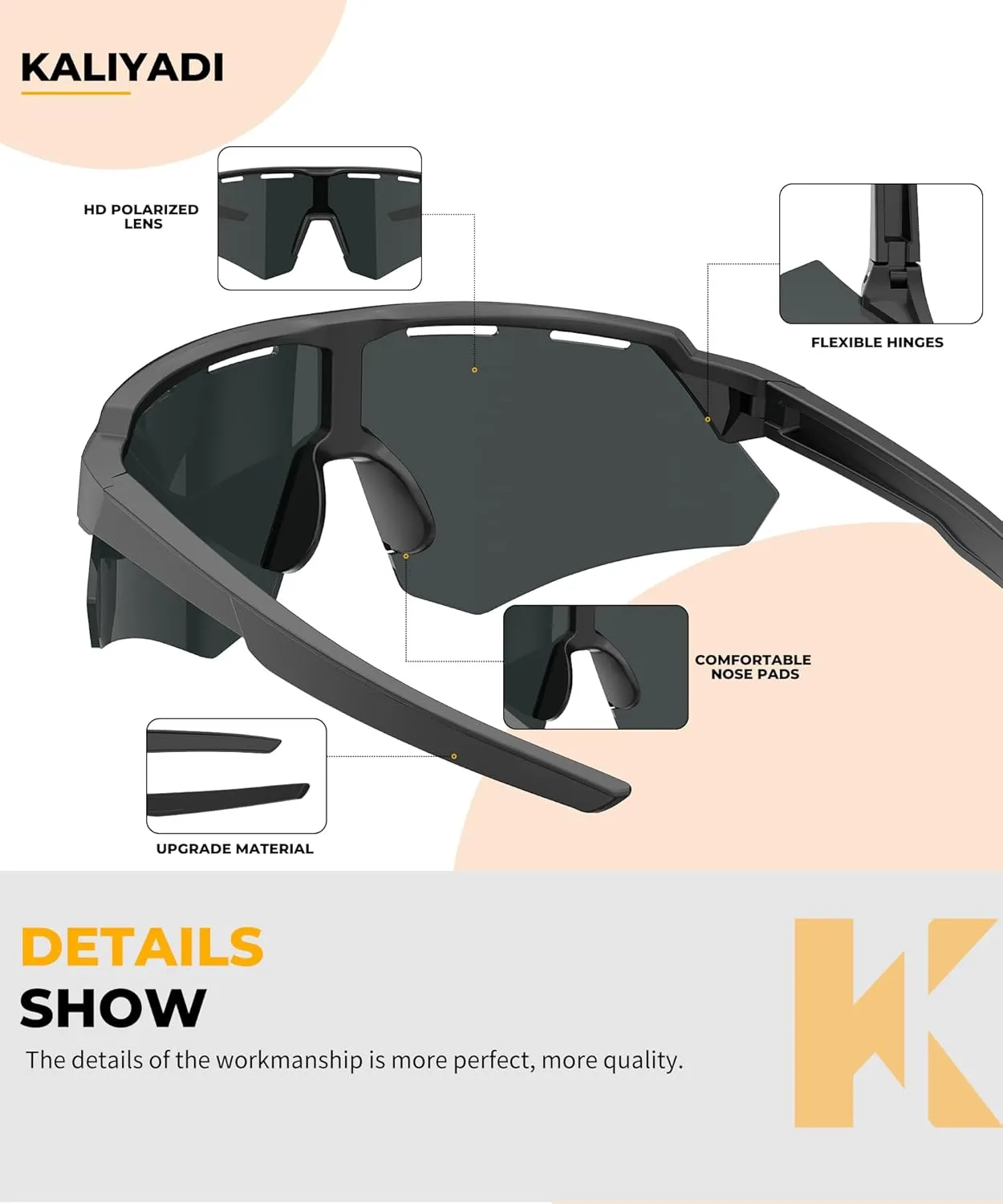 KALIYADI Polarized-Kids-Sunglasses Youth Baseball Sunglasses: Softball Cycling Running for Boys Girls UV400 Protection