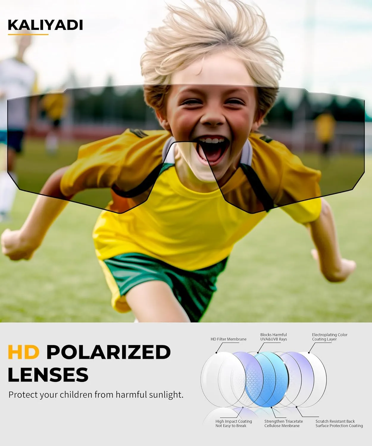 KALIYADI Polarized-Kids-Sunglasses Youth Baseball Sunglasses: Softball Cycling Running for Boys Girls UV400 Protection