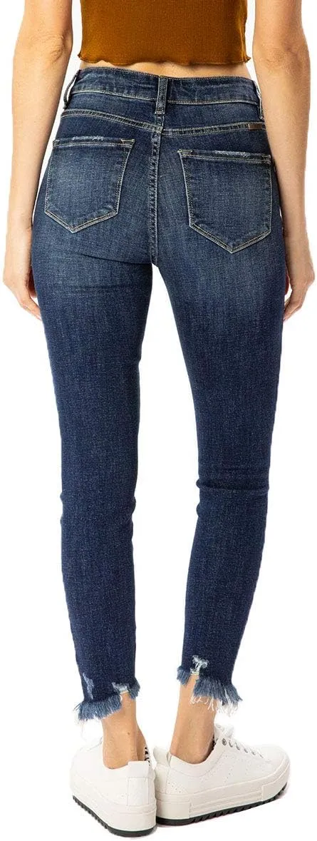 Kan Can Women's High Rise Button Fly Skinny Jeans - KC8577