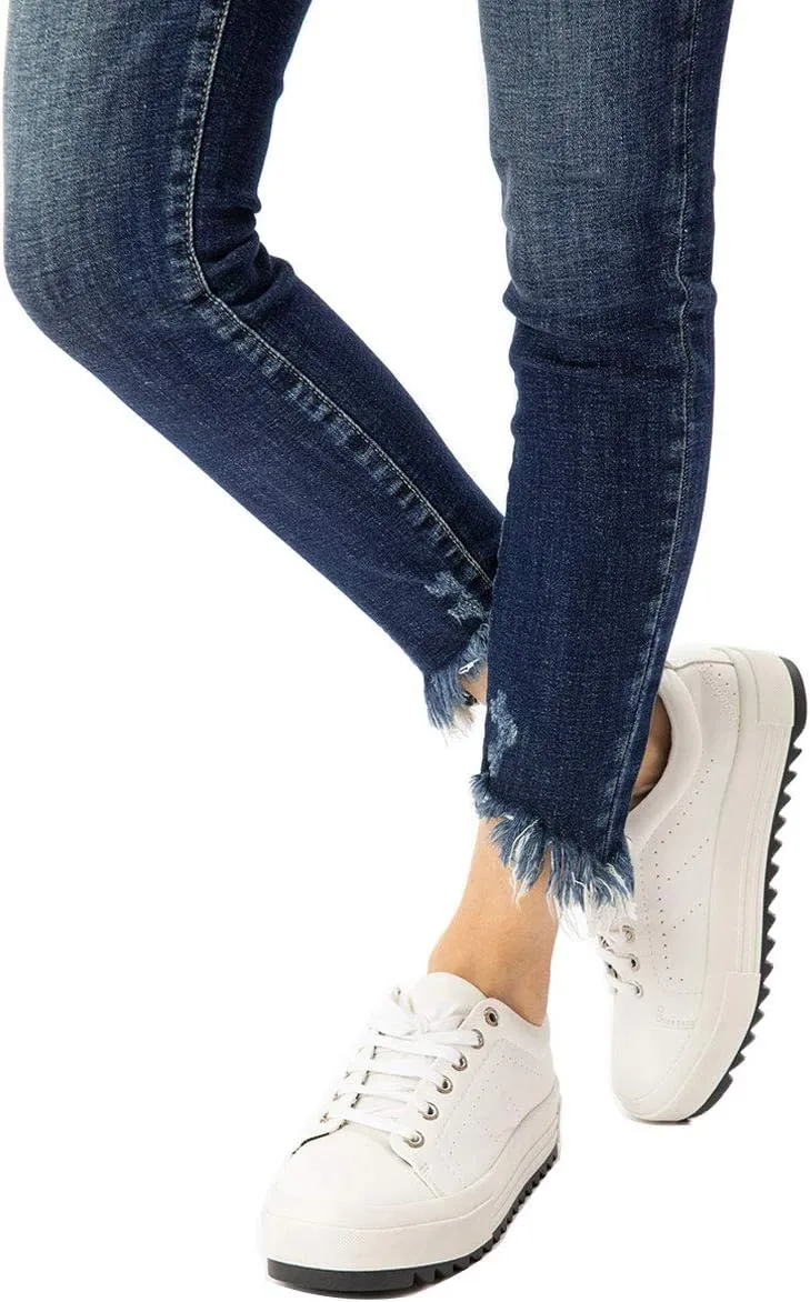 Kan Can Women's High Rise Button Fly Skinny Jeans - KC8577