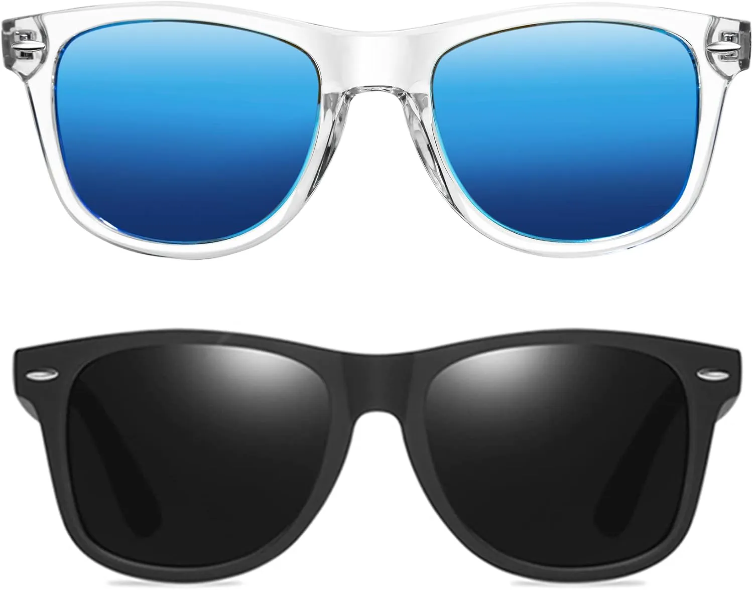 KANASTAL Polarized Sunglasses for Men Women with UV400 Protection Classic Square Sun Glasses Fashion Trendy Shades 2 Pack