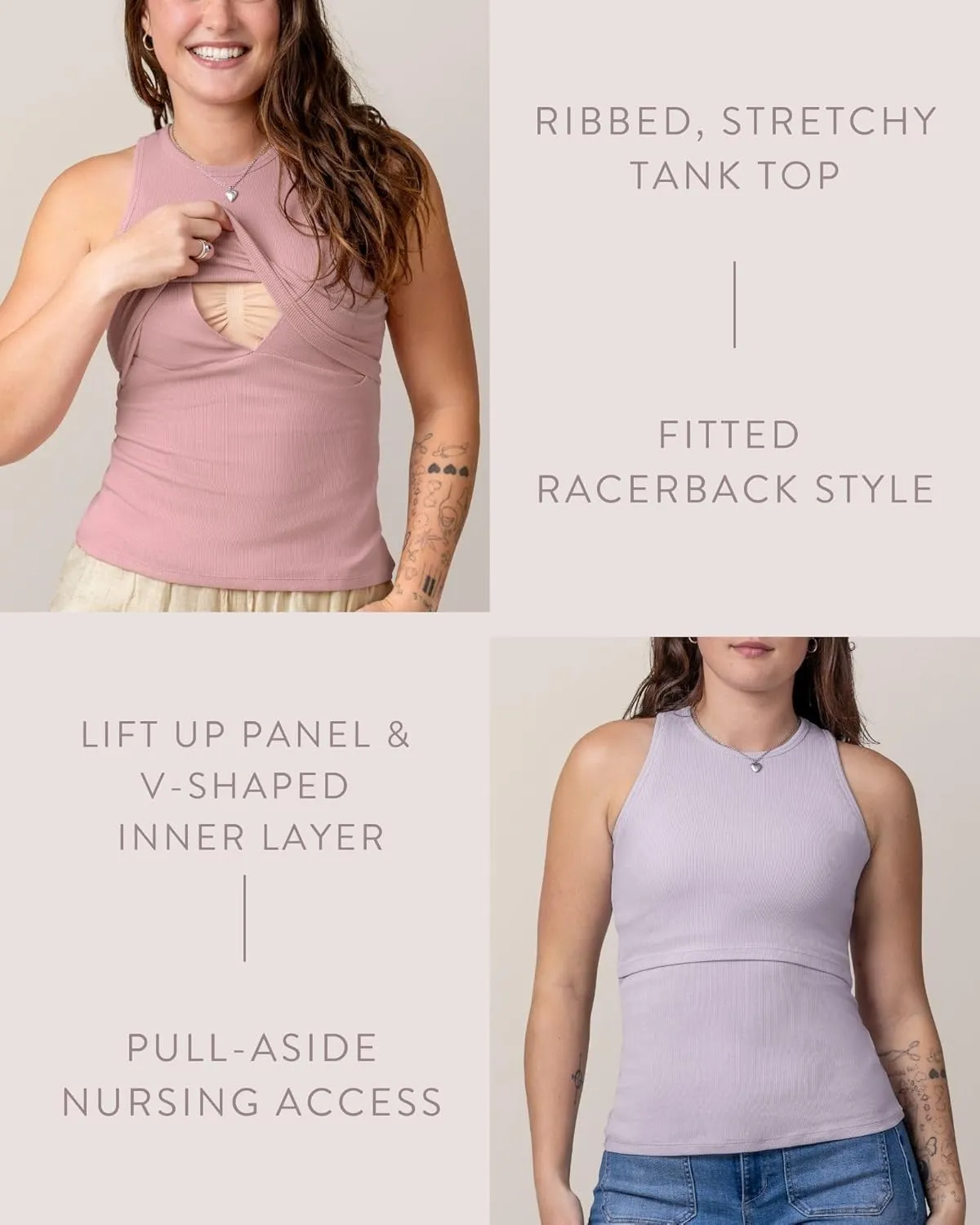 Kindred Bravely Ribbed Racerback Nursing Tank Top | Women's Sleeveless Breastfeeding Shirt