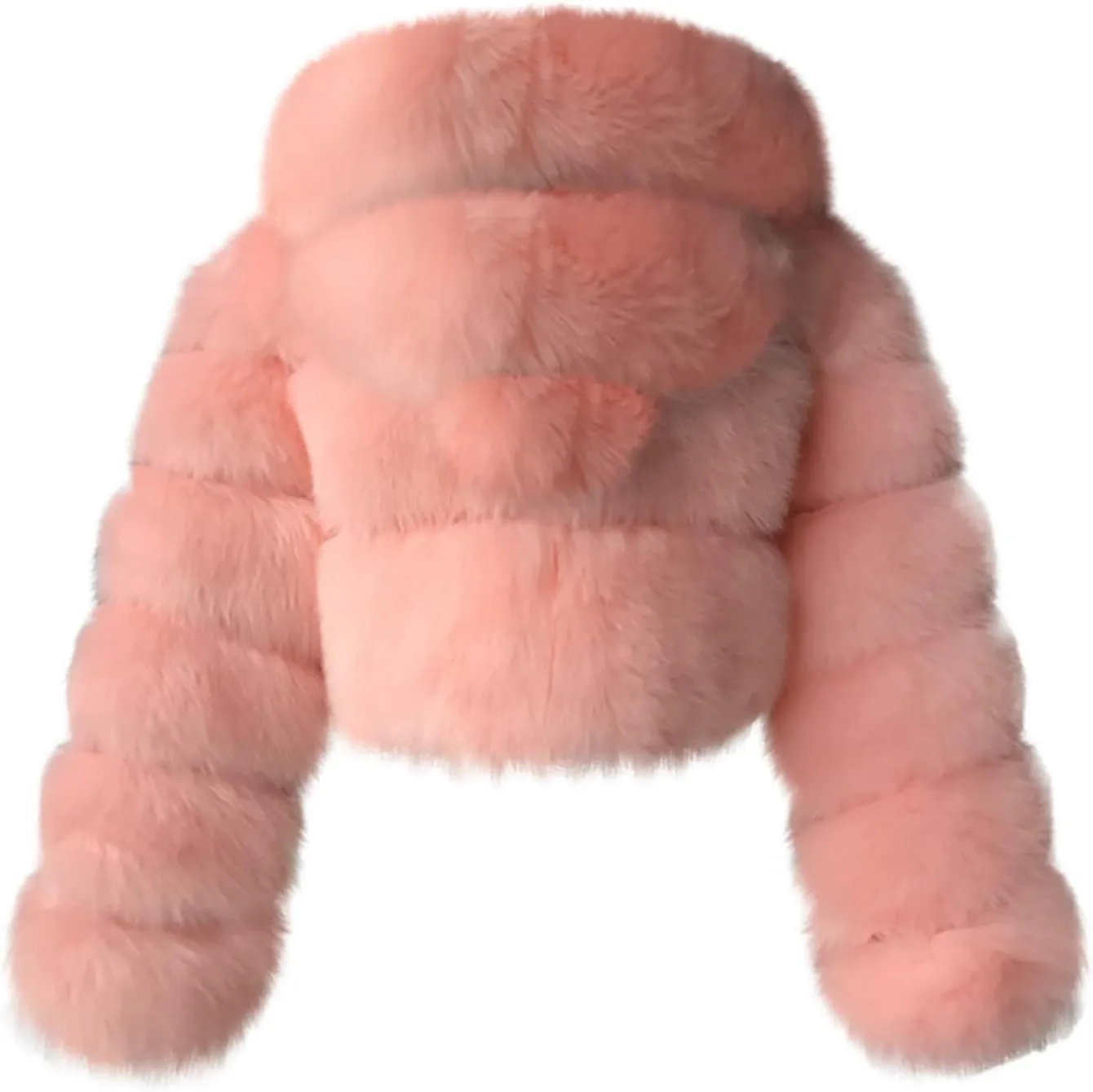 LCMTWX Winter Coats for Women Furry Women Long Jacket Faux Sleeve Short Warm Women's Coat Shaggy Coat Open Front White Faux