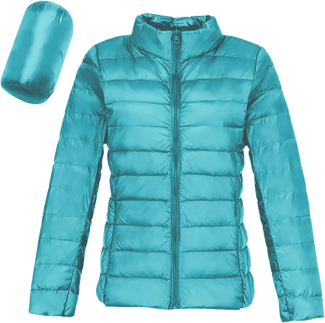 lcziwo Women's Short down Jacket Lightweight Puffer Jacket Long Sleeve Stand Collar Zip up Slim Warm Quilted Winter Coat