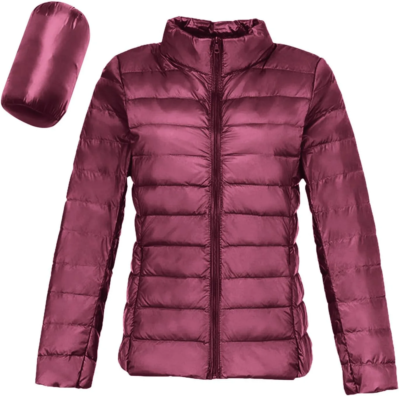 lcziwo Women's Short down Jacket Lightweight Puffer Jacket Long Sleeve Stand Collar Zip up Slim Warm Quilted Winter Coat