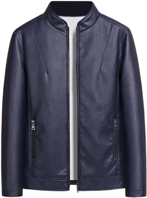 Leather Jacket Mens Cafe Racer Real Lambskin Leather Jacket Short Lapel Motorcycle Leather Jacket Coat Leather