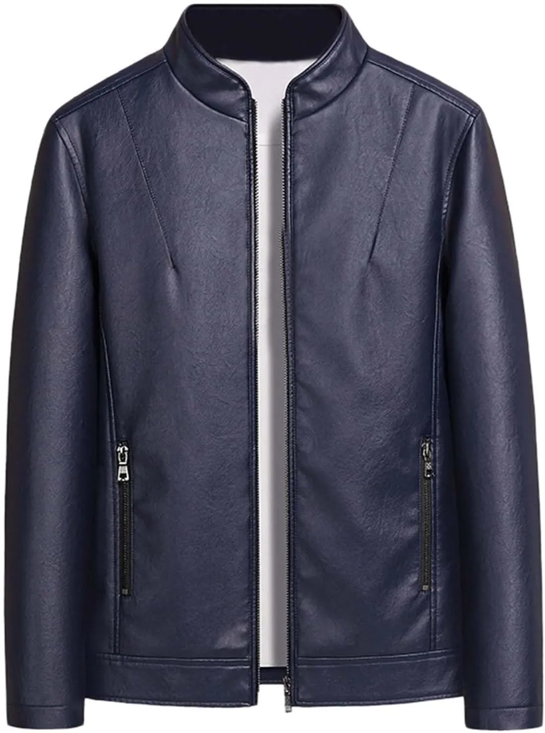 Leather Jacket Mens Cafe Racer Real Lambskin Leather Jacket Short Lapel Motorcycle Leather Jacket Coat Leather