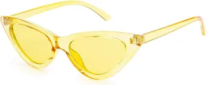 livho Retro Vintage Narrow Cat Eye Sunglasses for Women Clout Goggles Plastic Frame (Clear yellow)