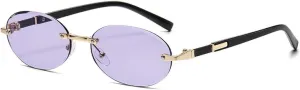 Luxury Oval Rimless Sunglasses Gradient Outdoors