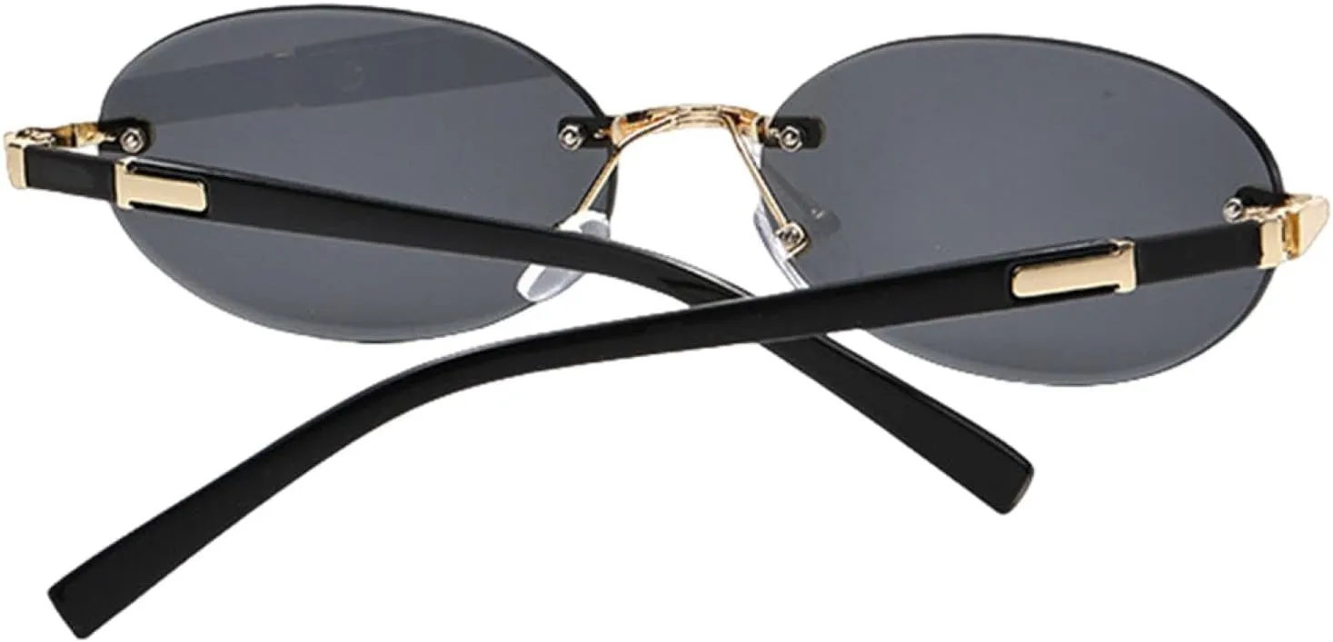 Luxury Oval Rimless Sunglasses Gradient Outdoors