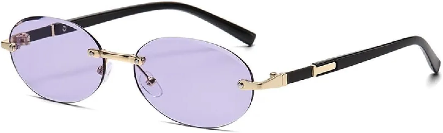 Luxury Oval Rimless Sunglasses Gradient Outdoors