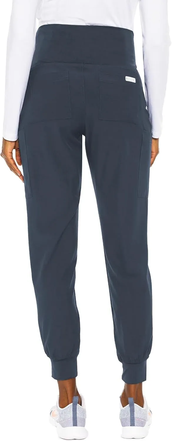 Med Couture Maternity Jogger Scrub Pants for Women, High Rise Waist, 4 Pockets with Soft Knit Waistband - MC029