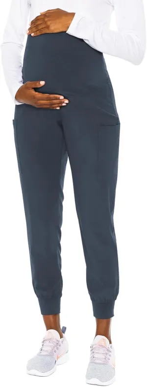 Med Couture Maternity Jogger Scrub Pants for Women, High Rise Waist, 4 Pockets with Soft Knit Waistband - MC029