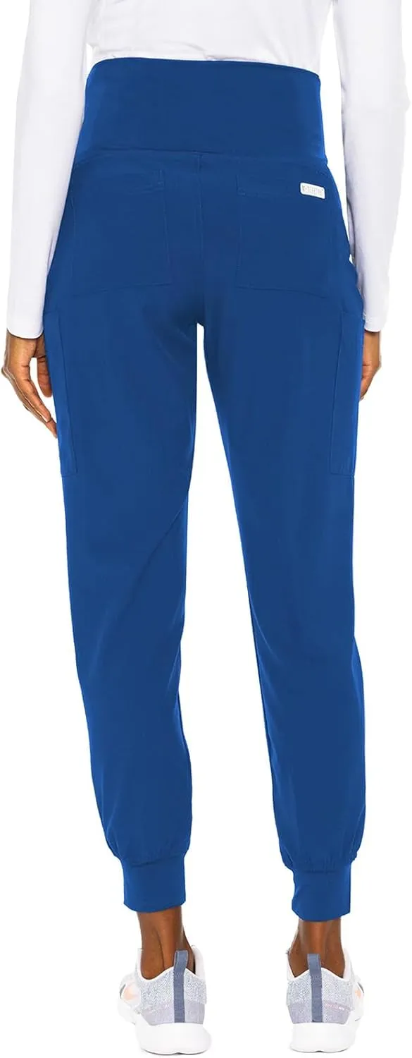 Med Couture Maternity Jogger Scrub Pants for Women, High Rise Waist, 4 Pockets with Soft Knit Waistband - MC029