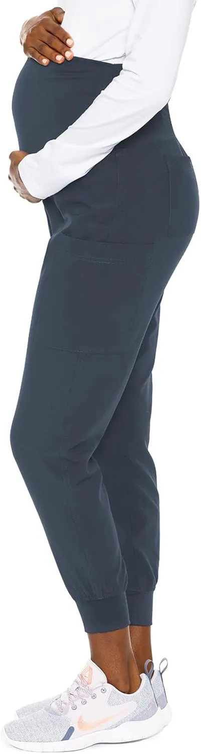 Med Couture Maternity Jogger Scrub Pants for Women, High Rise Waist, 4 Pockets with Soft Knit Waistband - MC029