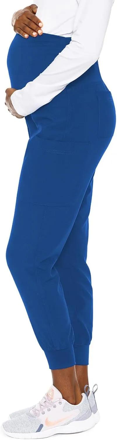 Med Couture Maternity Jogger Scrub Pants for Women, High Rise Waist, 4 Pockets with Soft Knit Waistband - MC029