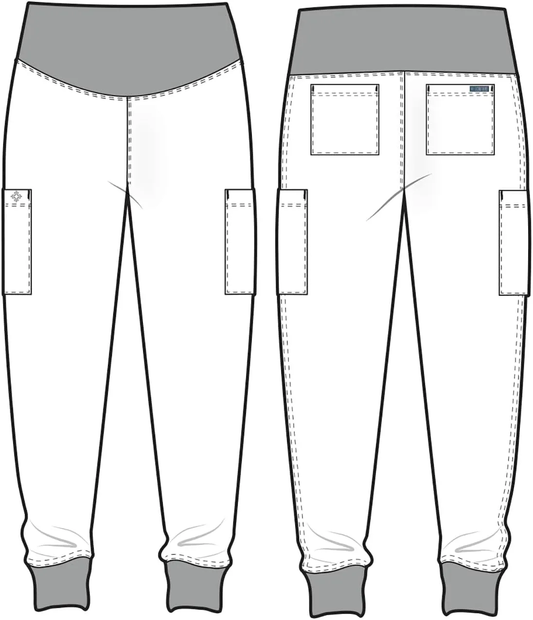 Med Couture Maternity Jogger Scrub Pants for Women, High Rise Waist, 4 Pockets with Soft Knit Waistband - MC029