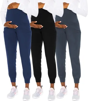 Med Couture Maternity Jogger Scrub Pants for Women, High Rise Waist, 4 Pockets with Soft Knit Waistband - MC029