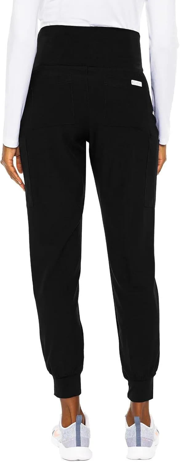 Med Couture Maternity Jogger Scrub Pants for Women, High Rise Waist, 4 Pockets with Soft Knit Waistband - MC029