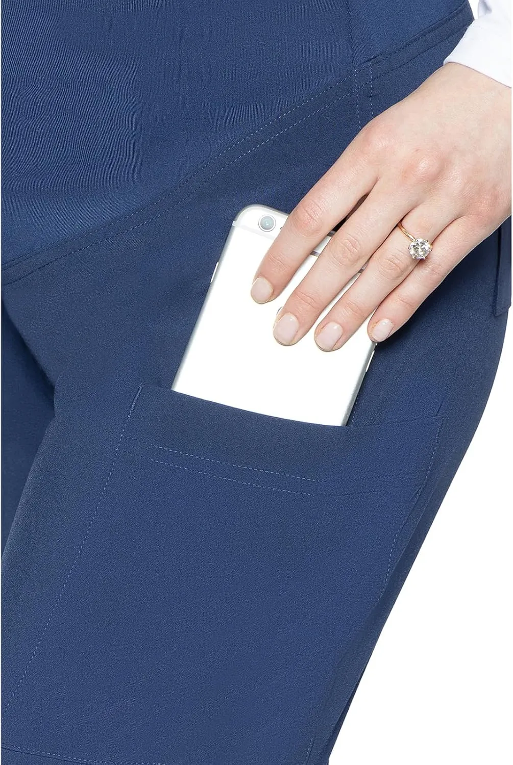 Med Couture Maternity Jogger Scrub Pants for Women, High Rise Waist, 4 Pockets with Soft Knit Waistband - MC029