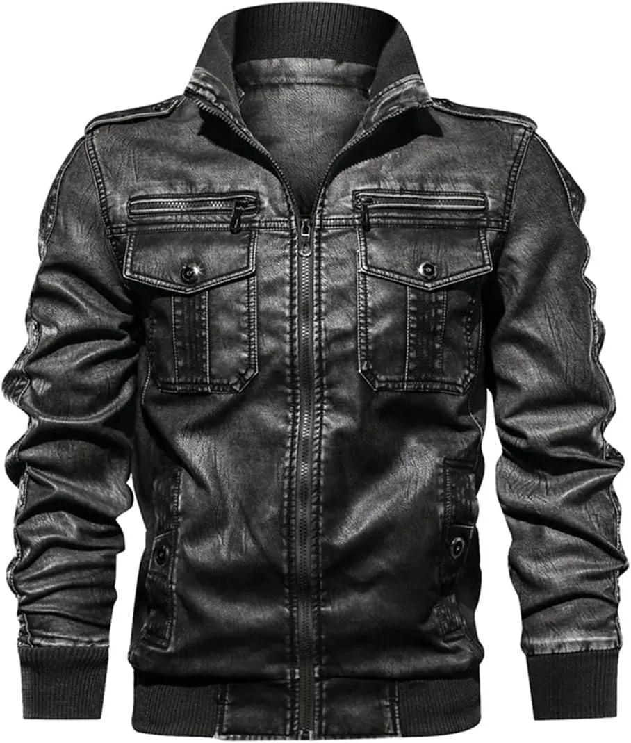 Men Hooded Leather Jacket Motorcycle PU Leather Coats Leather Jackets And Coats
