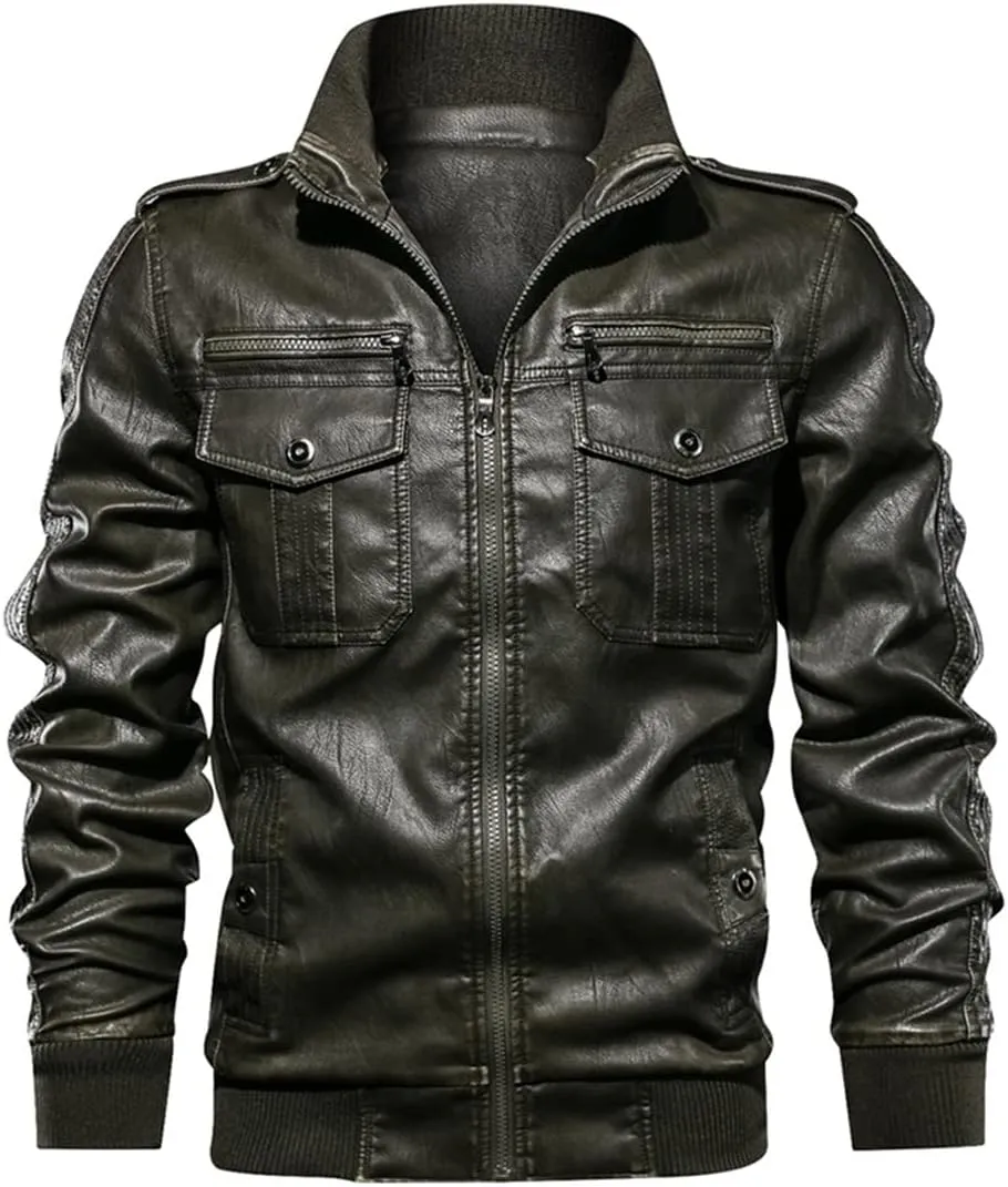 Men Hooded Leather Jacket Motorcycle PU Leather Coats Leather Jackets And Coats