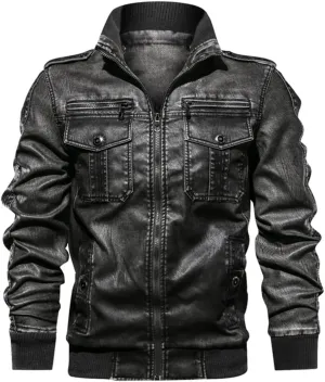 Men Hooded Leather Jacket Motorcycle PU Leather Coats Leather Jackets And Coats