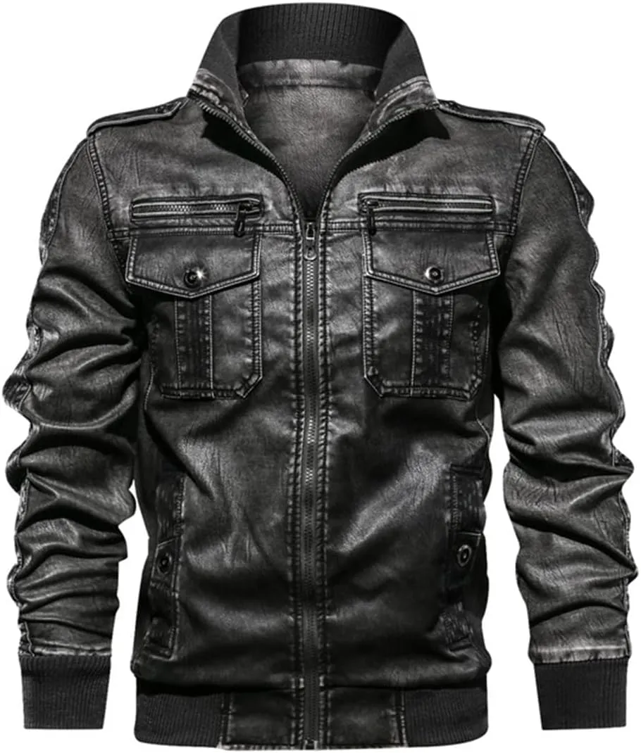 Men Hooded Leather Jacket Motorcycle PU Leather Coats Leather Jackets And Coats