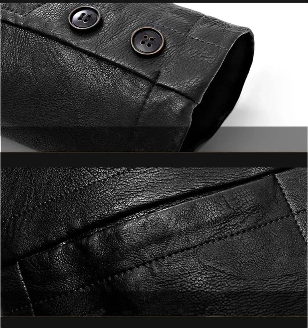 Men Leather Jacket Classical Motorcycle Business Soft Leather Jackets Moto Coats
