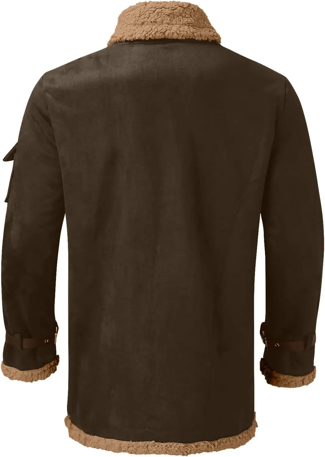 Mens 2024 Winter Trendy Faux Leather Jackets Heavyweight Suede Faux Fur Bomber Jackets Winter Coats Cozy Sherpa