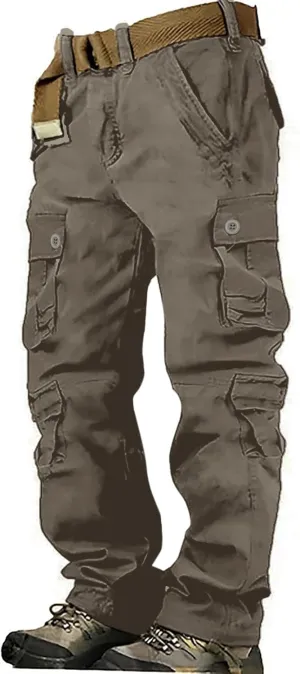 Men's Active Basic Fleece Joggers Overalls with Large Pockets Loose Soft Sweatpants Hiking Drawstring Tactical Pants
