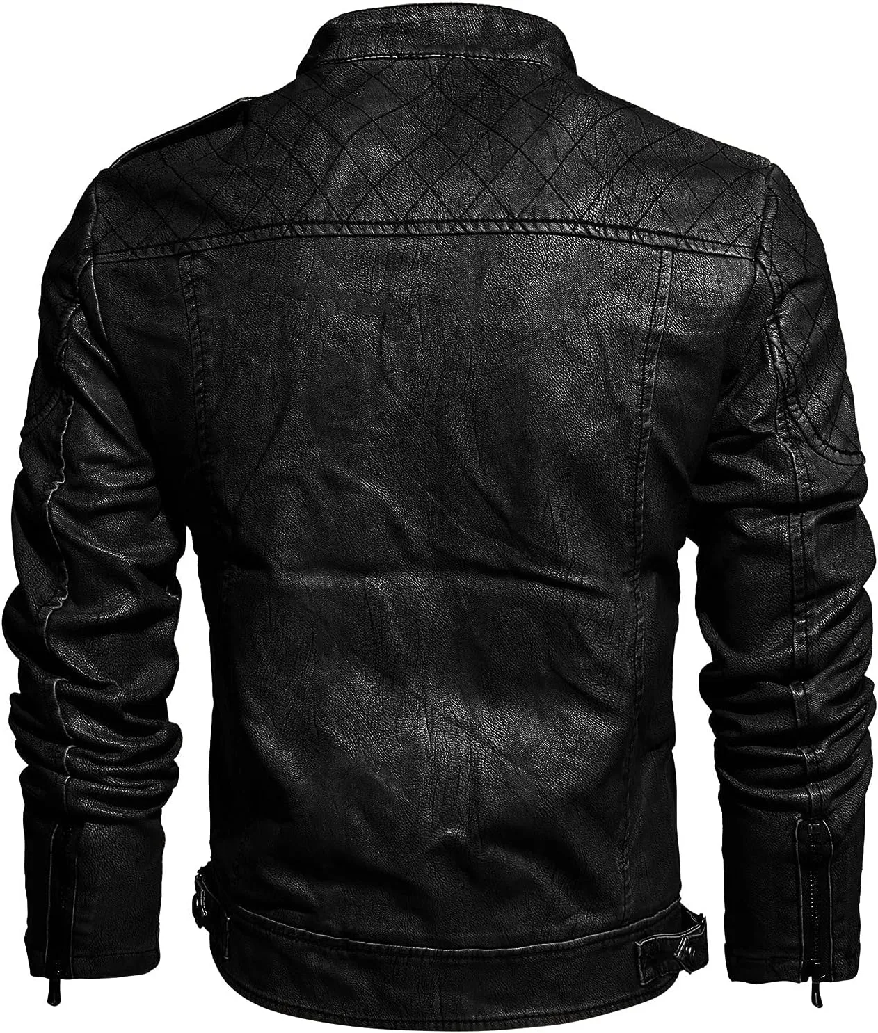 Mens Faux Leather Jacket, Men's Leather Jacket-Fall Winter Vintage Waterproof Motorcycle Faux Leather Jacket with Hood