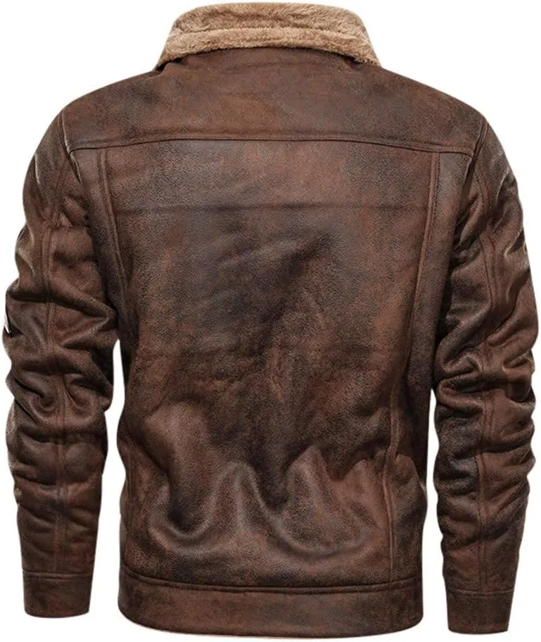 Mens Faux Leather Jacket, Men's Leather Jacket-Fall Winter Vintage Waterproof Motorcycle Faux Leather Jacket with Hood