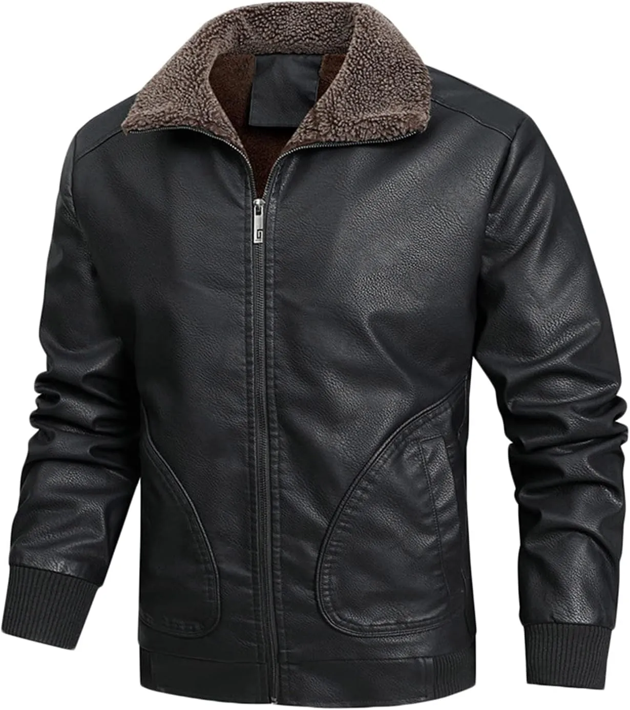 Mens Faux Leather Jacket, Men's Leather Jacket-Fall Winter Vintage Waterproof Motorcycle Faux Leather Jacket with Hood